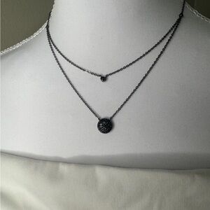 Sterling Silver Black Double Layer Necklace